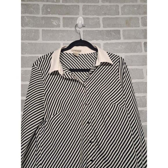 Notations 90s Striped Button Down,Long Sleeve Classic Women Blouse Size Medium - Picture 3 of 10